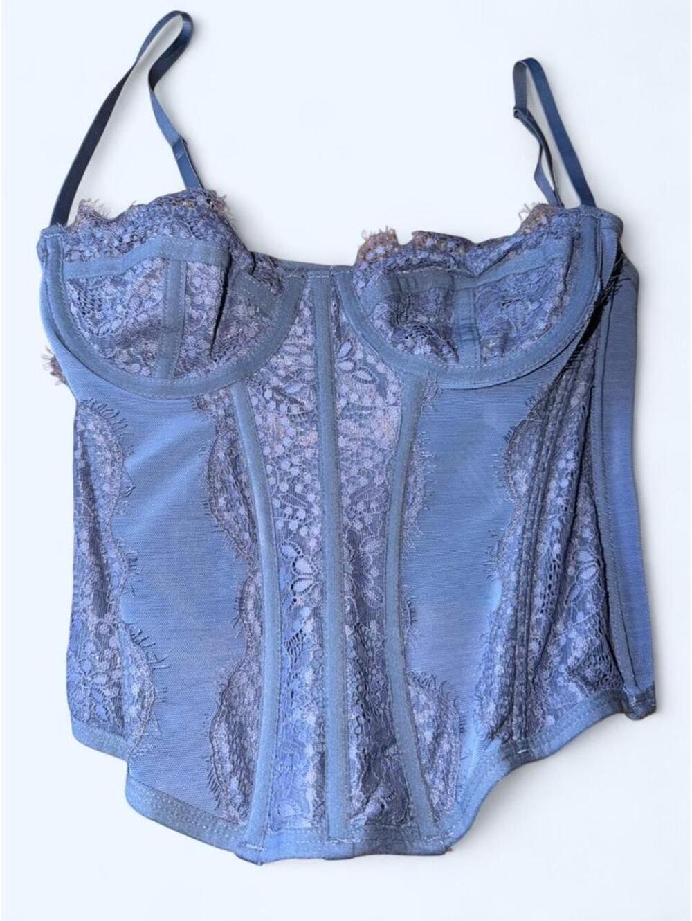Out From Under Blue lace corset top with adjustable straps